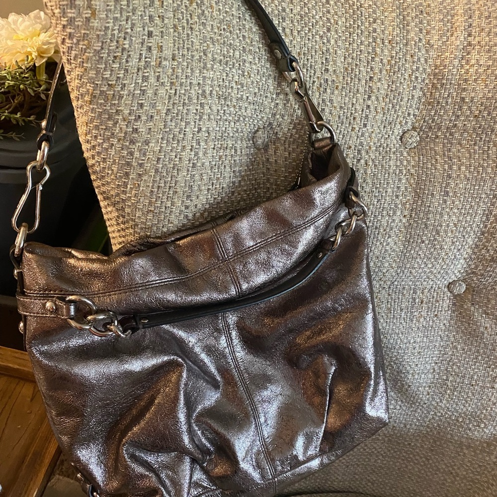 Metallic Silver Women's Shoulder Bag